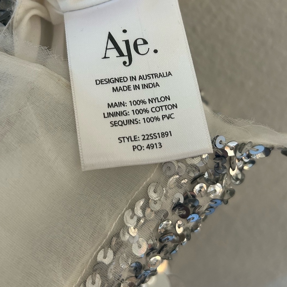 Aje Celeste Sequin Shell Top & Cherie Mini Skirt Set in Silver - Picture 6 of 11